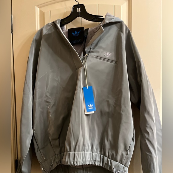 Adidas Blue Version High Shine Half Zip Unisex Hoodie/Rain Jacket (Sz M) - Picture 1 of 1